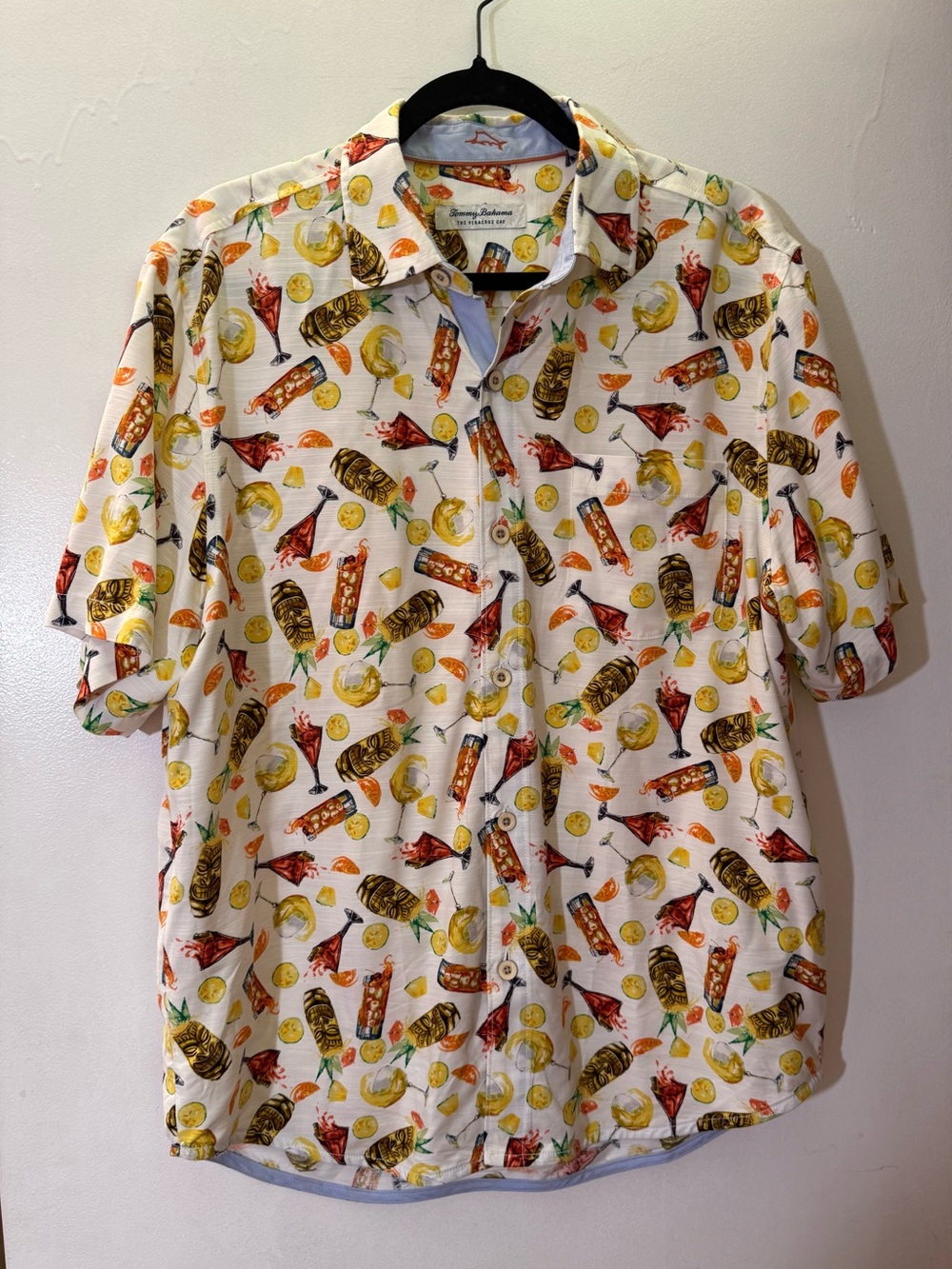 Tommy Bahama White Short-Sleeve Cocktail Print Button-Down Shirt
